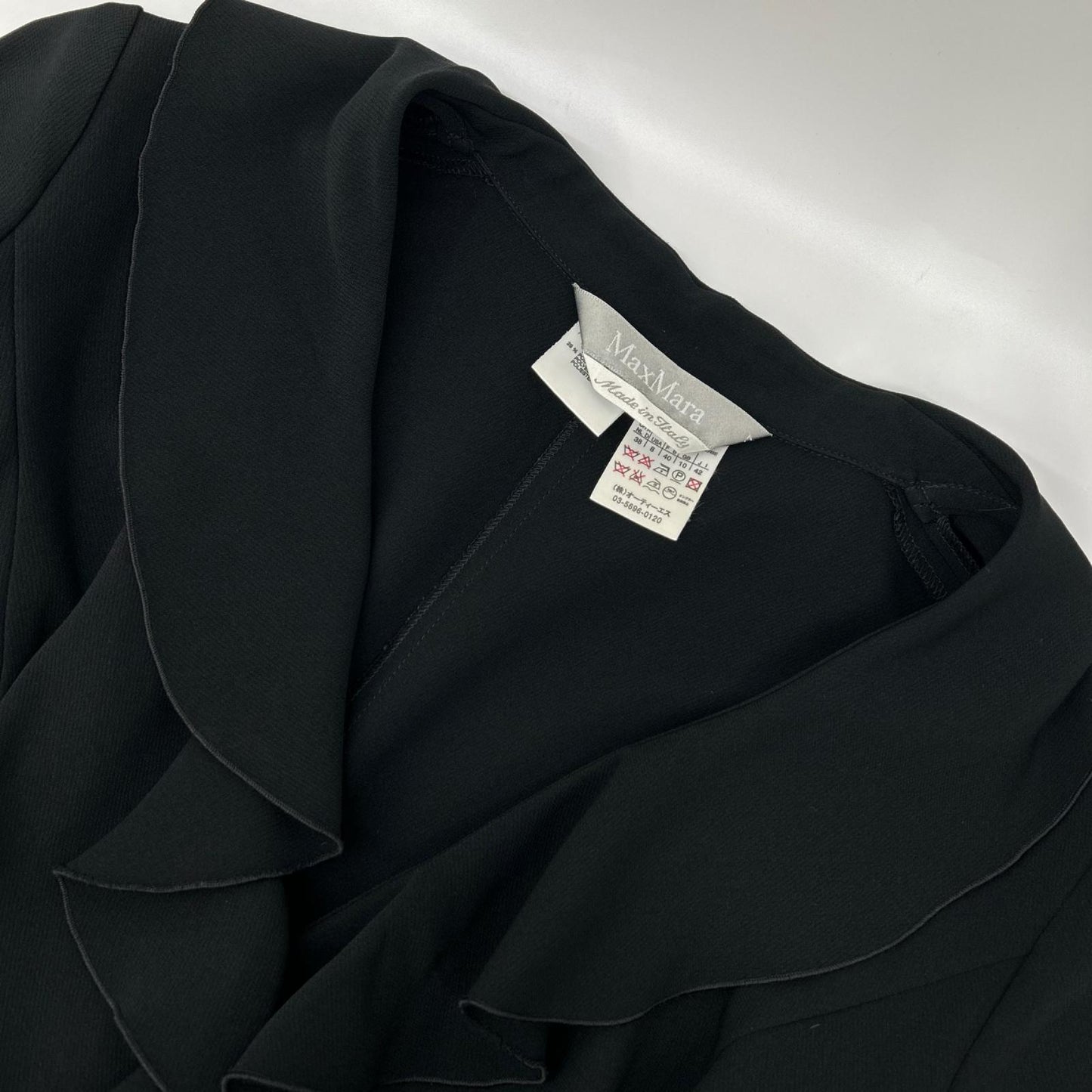 Max Mara マックスマーラ ブラック トリアセテート ベルトワンピース ワンピース