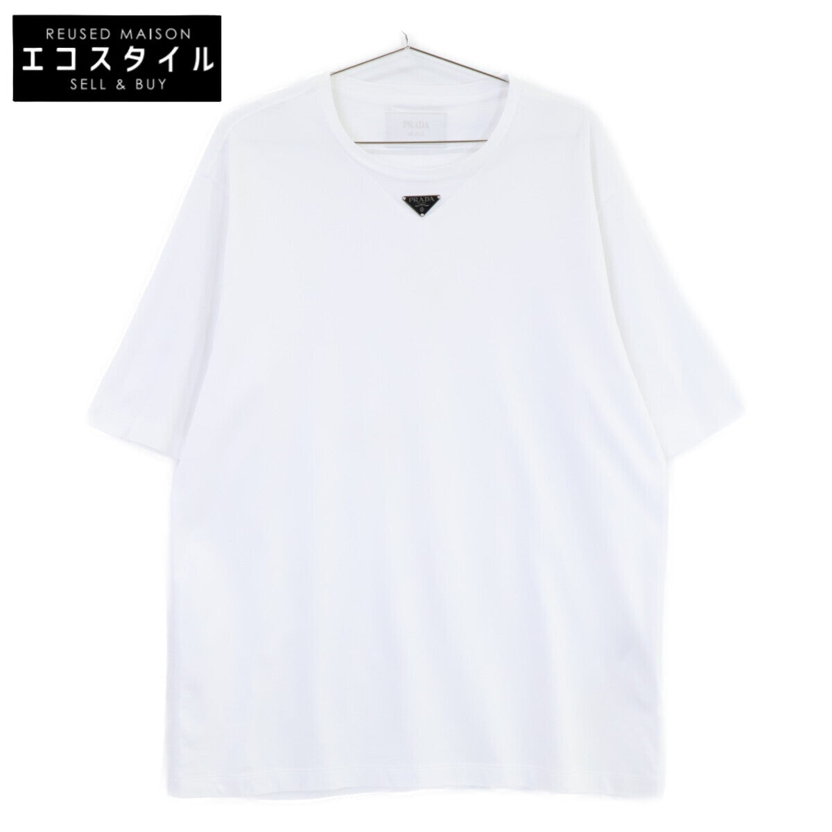 PRADA プラダ UJIN861 三角 トライアングルロゴプレート コットン クルーネック トップス