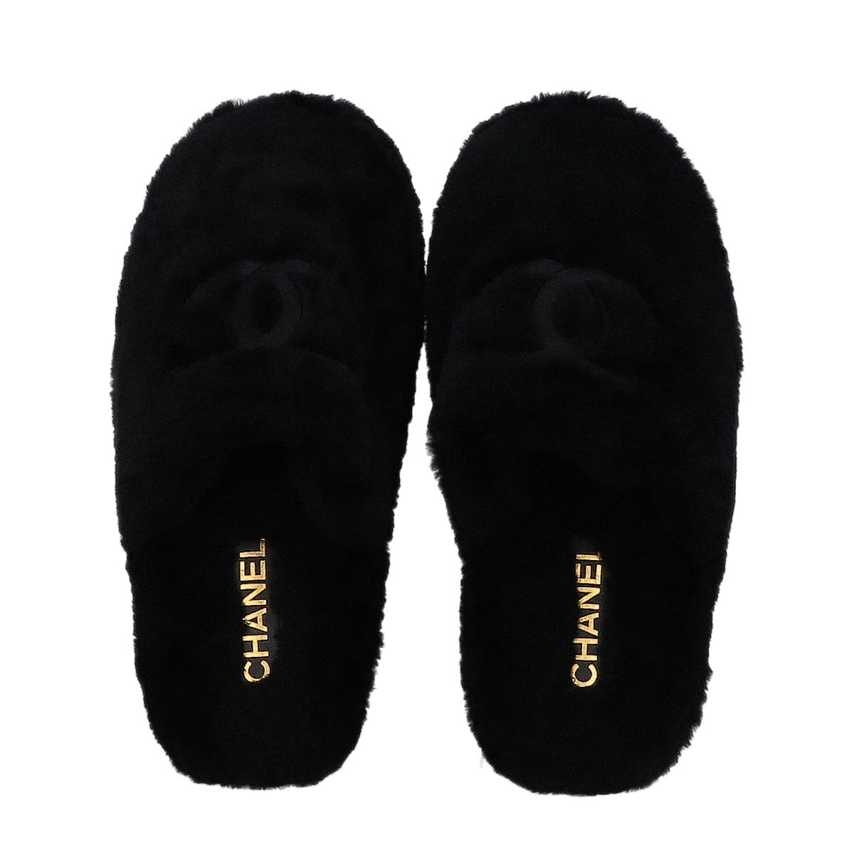 CHANEL シャネル 美品 G45984 24B シアリングラムスキン ファースリッパ ルームシューズ シューズ