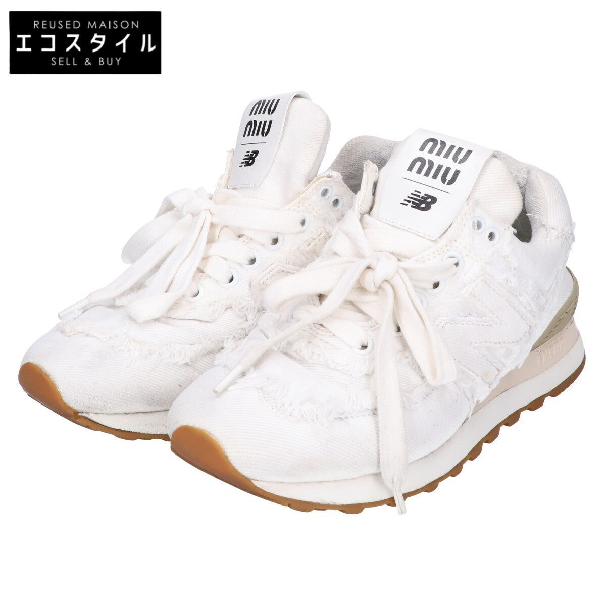 MIUMIU ミュウミュウ x NEW BALANCE 574 Denim Colonial デニムローカットスニーカー シューズ