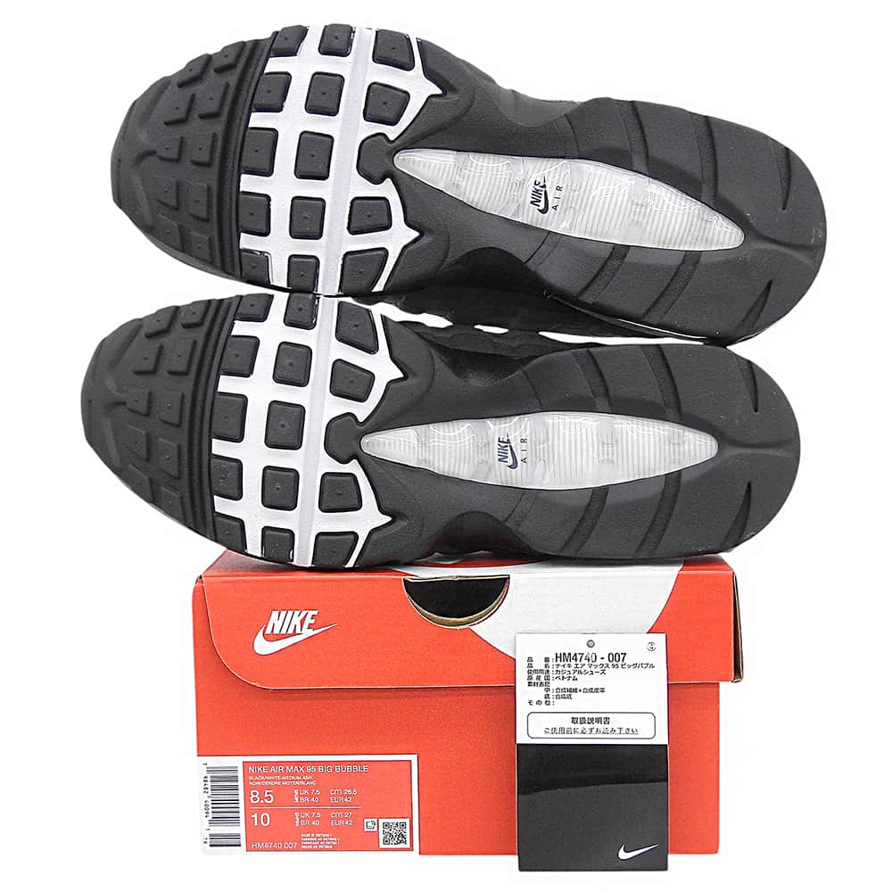 NIKE ナイキ 新品同様 Big Bubble エアマックス95 OG シューズ メンズ グレー×ホワイト 26.5cm HM4740-007 シューズ