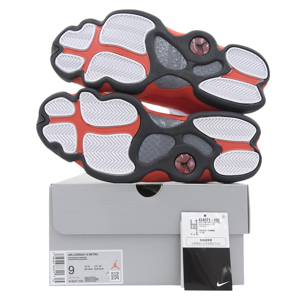 NIKE ナイキ 新品同様 エアジョーダン13 レトロ ハイカット シューズ メンズ ホワイト×レッド 27cm 414571-102 シューズ