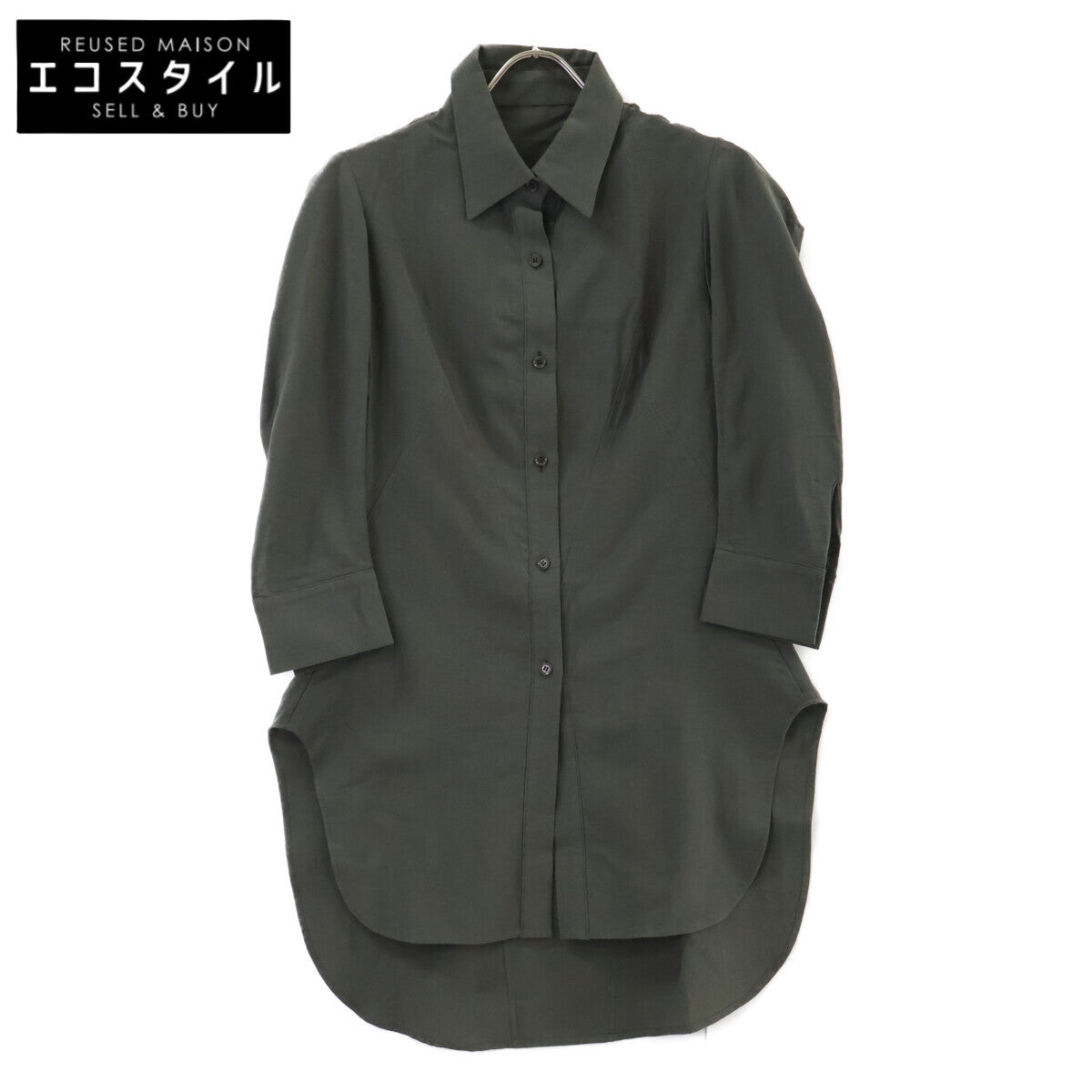 Yohji Yamamoto FEMME ヨウジヤマモトファム F0-B08-023 コットンキュプラダーツシェイプシャツ チャコール トップス
