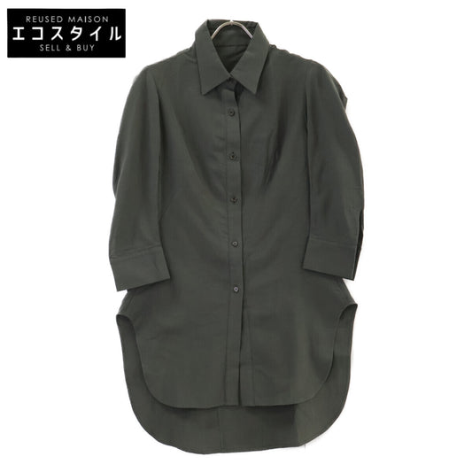 Yohji Yamamoto FEMME ヨウジヤマモトファム F0-B08-023 コットンキュプラダーツシェイプシャツ チャコール トップス
