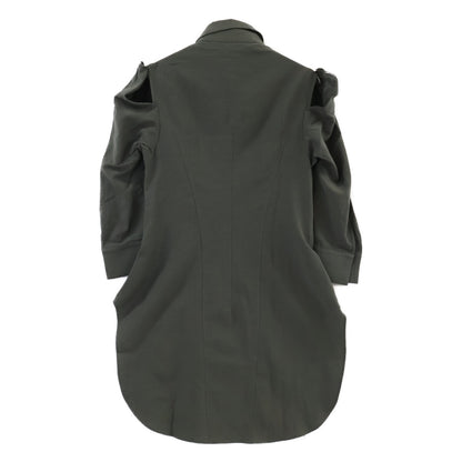 Yohji Yamamoto FEMME ヨウジヤマモトファム F0-B08-023 コットンキュプラダーツシェイプシャツ チャコール トップス