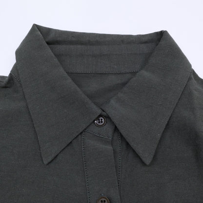 Yohji Yamamoto FEMME ヨウジヤマモトファム F0-B08-023 コットンキュプラダーツシェイプシャツ チャコール トップス