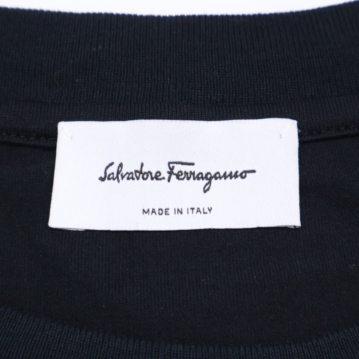 SalvatoreFerragamo サルバトーレフェラガモ ブラック シルク切替 ガンチーニ Tシャツ トップス