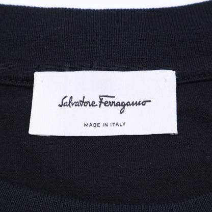 SalvatoreFerragamo サルバトーレフェラガモ ブラック シルク切替 ガンチーニ Tシャツ トップス