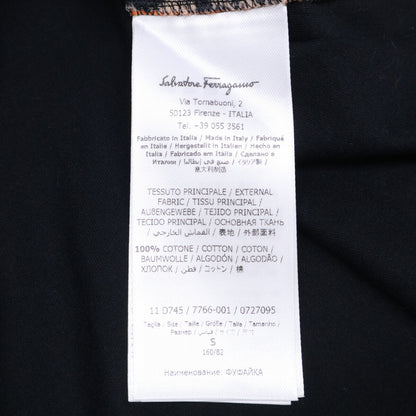 SalvatoreFerragamo サルバトーレフェラガモ ブラック シルク切替 ガンチーニ Tシャツ トップス
