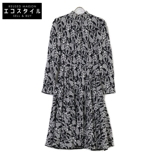 DOLCE&GABBANA ドルチェアンドガッバーナ F6SR7T ブラック ホワイト レーヨン 裏地シルクワンピース ワンピース