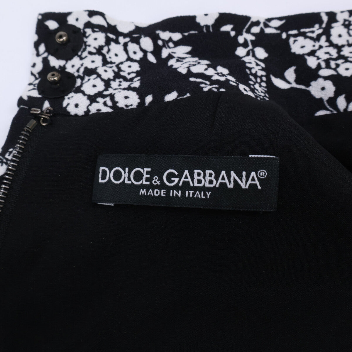 DOLCE&GABBANA ドルチェアンドガッバーナ F6SR7T ブラック ホワイト レーヨン 裏地シルクワンピース ワンピース