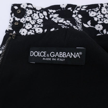 DOLCE&GABBANA ドルチェアンドガッバーナ F6SR7T ブラック ホワイト レーヨン 裏地シルクワンピース ワンピース