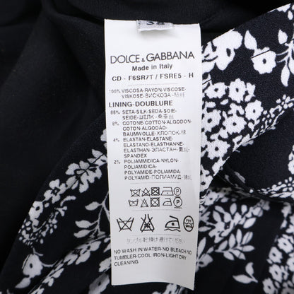 DOLCE&GABBANA ドルチェアンドガッバーナ F6SR7T ブラック ホワイト レーヨン 裏地シルクワンピース ワンピース