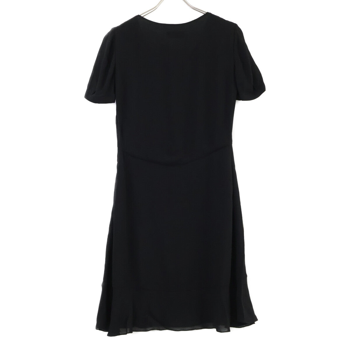 SAINT LAURENT PARIS サンローランパリ 422940 ブラック レーヨン 裏地シルク 半袖ワンピース ワンピース