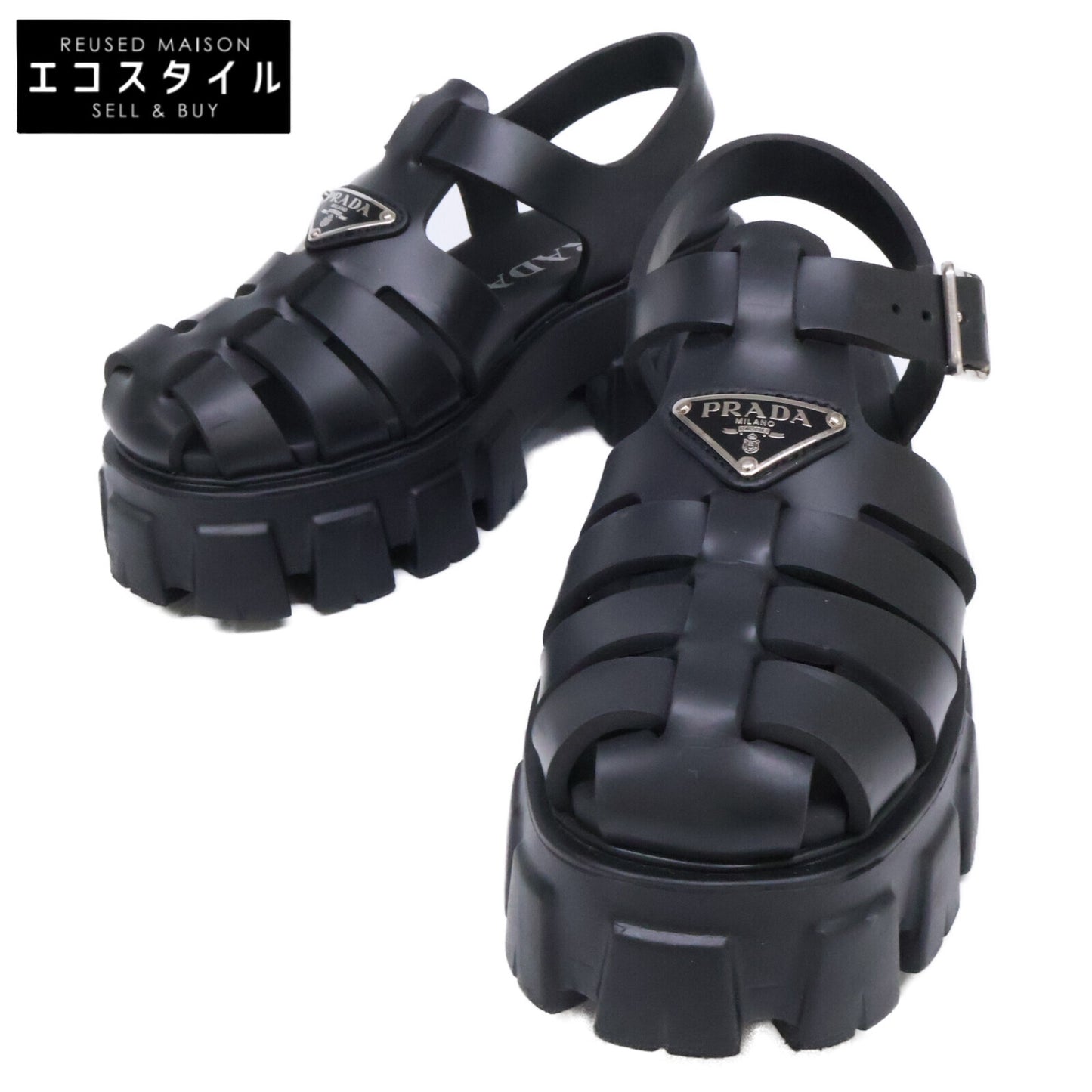 PRADA プラダ 1X853M モノリス ラバー トライアングルプレート サンダル シューズ