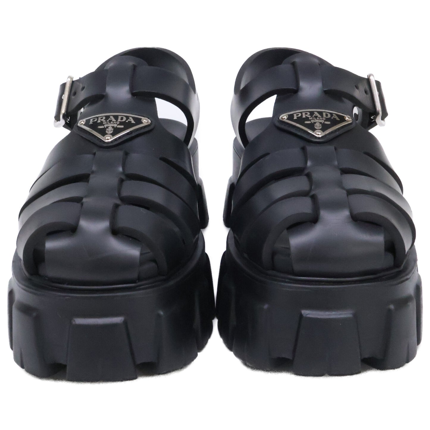 PRADA プラダ 1X853M モノリス ラバー トライアングルプレート サンダル シューズ