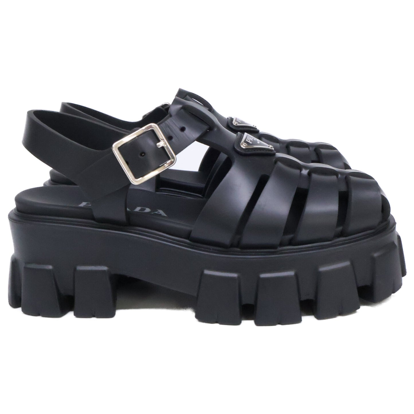 PRADA プラダ 1X853M モノリス ラバー トライアングルプレート サンダル シューズ