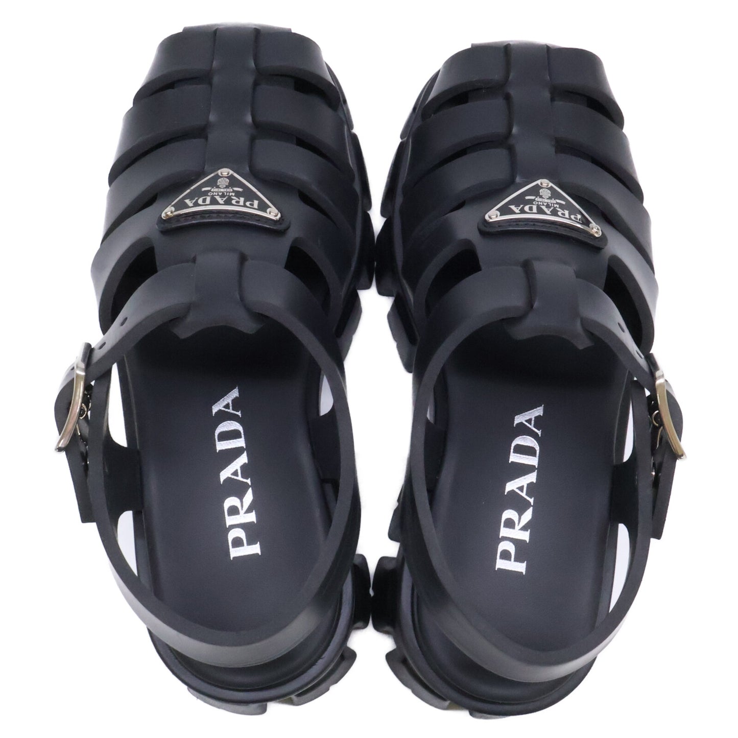 PRADA プラダ 1X853M モノリス ラバー トライアングルプレート サンダル シューズ
