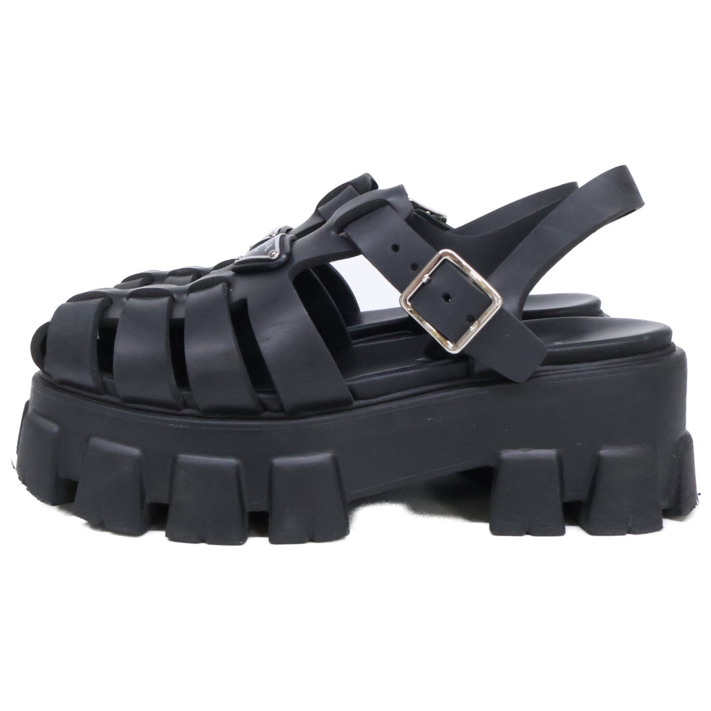 PRADA プラダ 1X853M モノリス ラバー トライアングルプレート サンダル シューズ