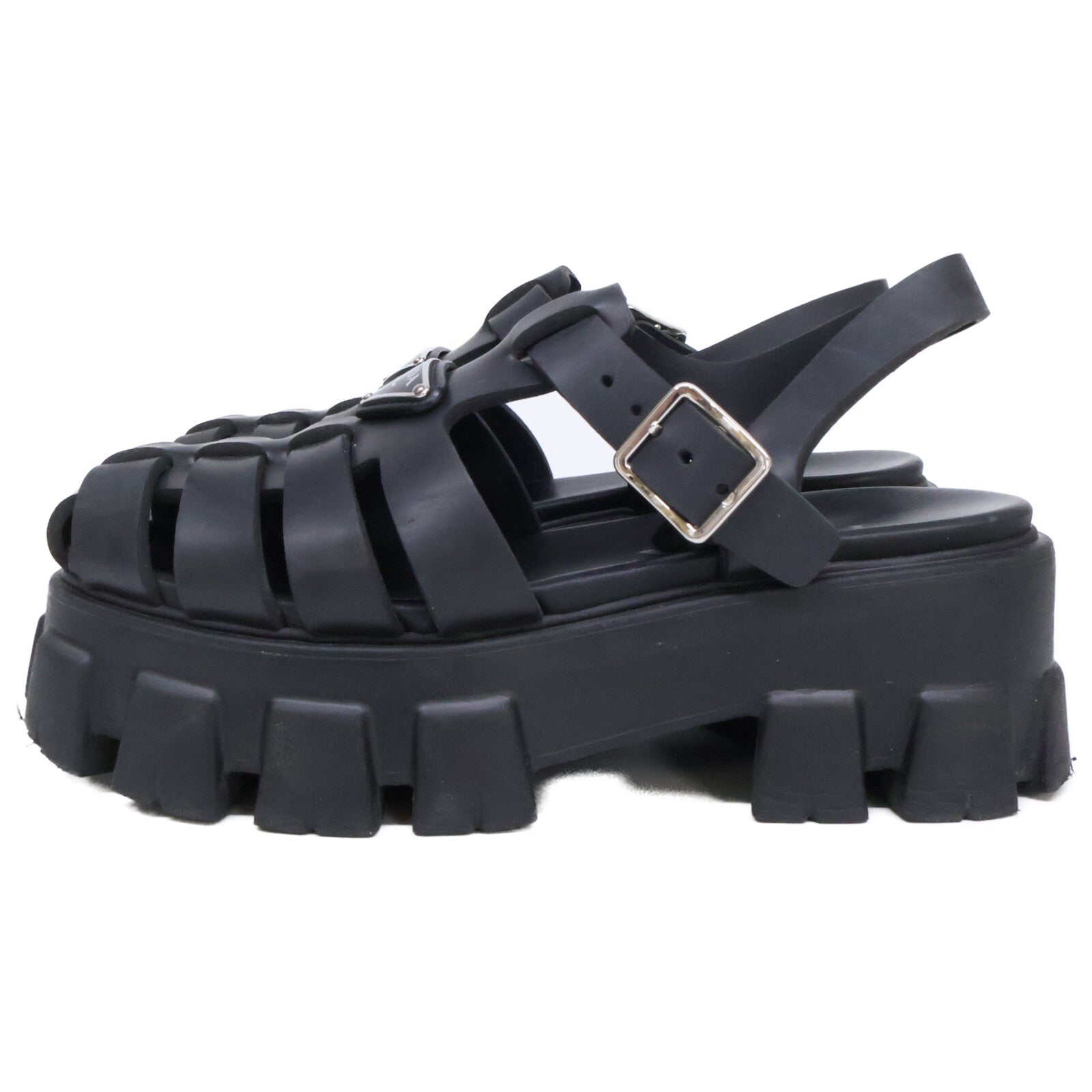 PRADA プラダ 1X853M モノリス ラバー トライアングルプレート サンダル シューズ
