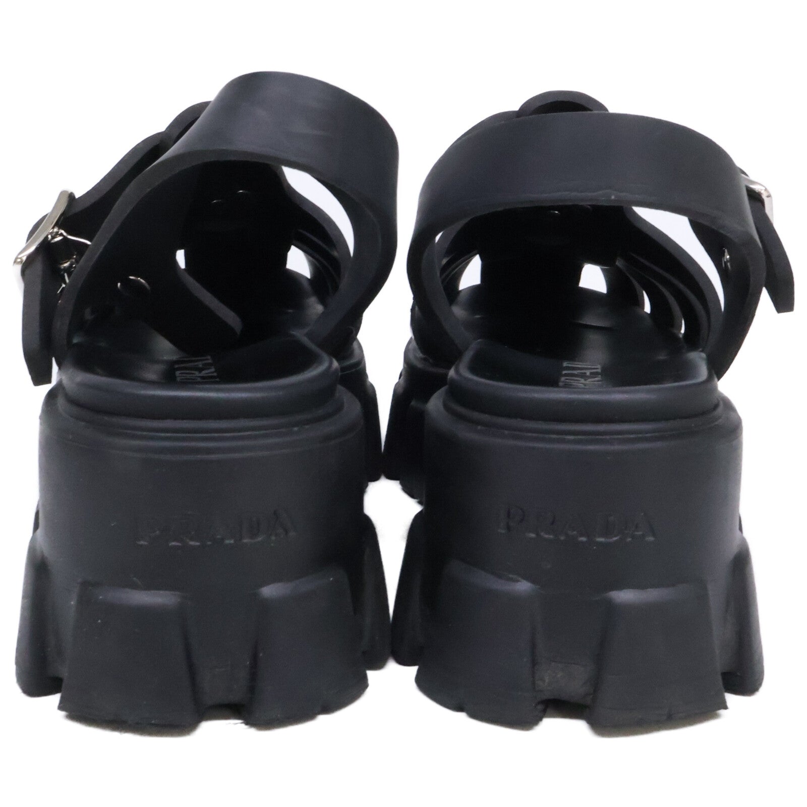 PRADA プラダ 1X853M モノリス ラバー トライアングルプレート サンダル シューズ