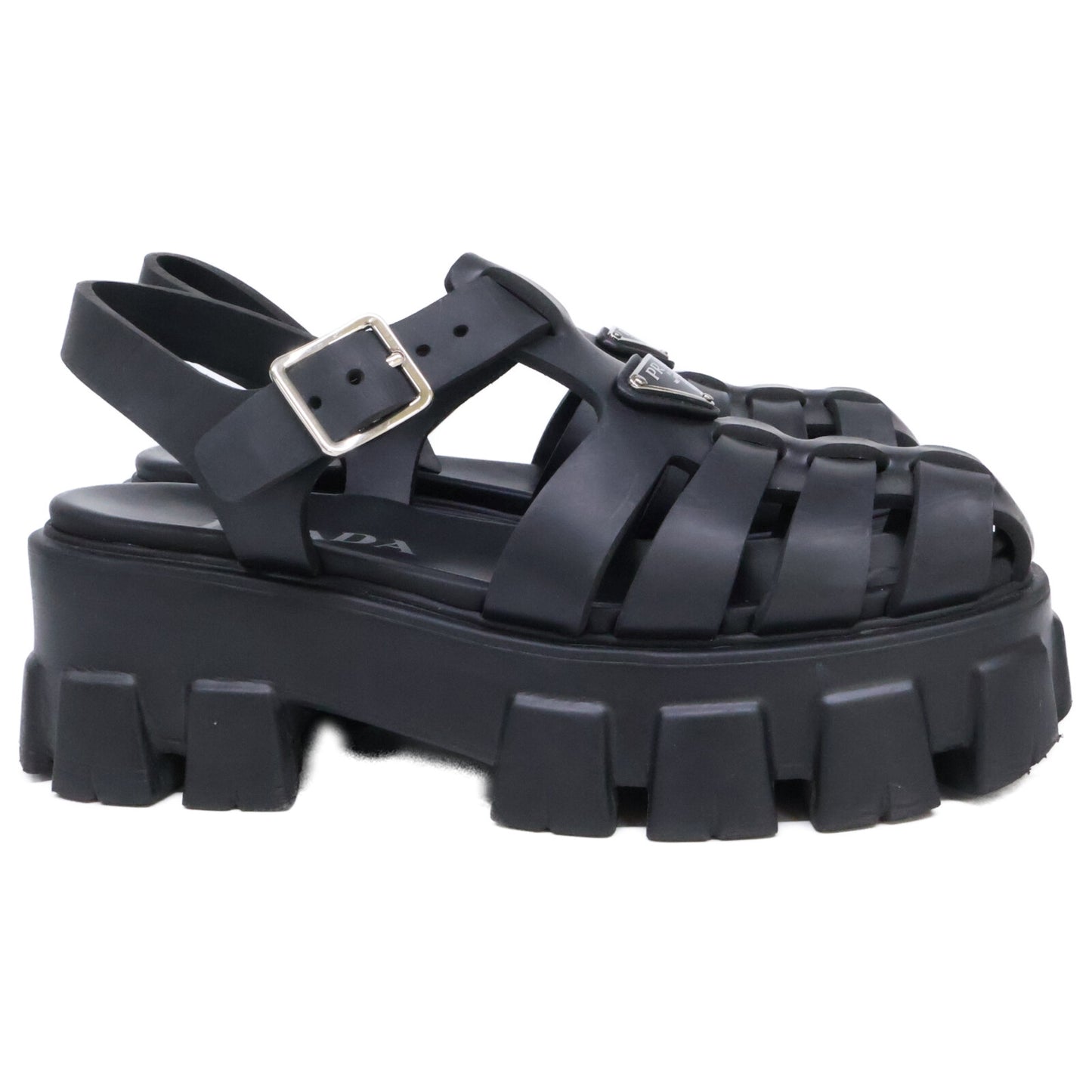 PRADA プラダ 1X853M モノリス ラバー トライアングルプレート サンダル シューズ