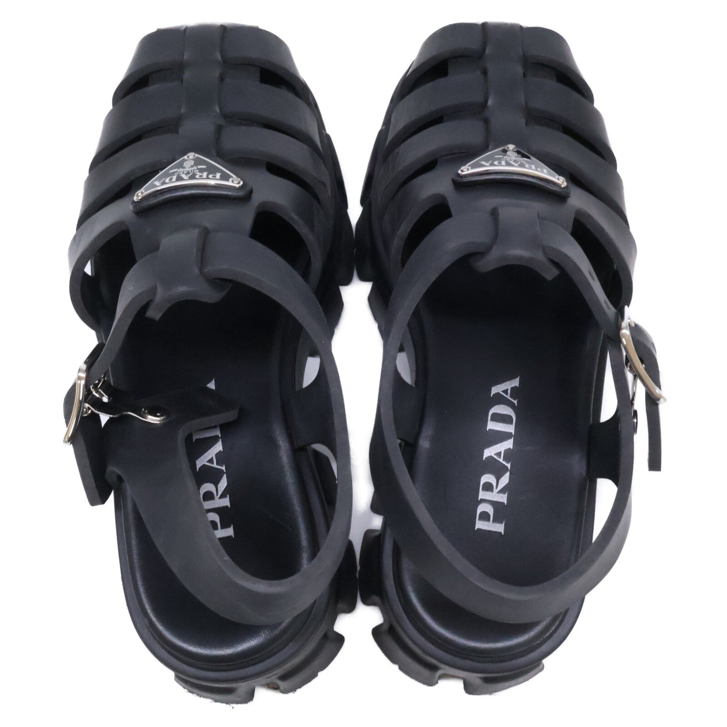 PRADA プラダ 1X853M モノリス ラバー トライアングルプレート サンダル シューズ