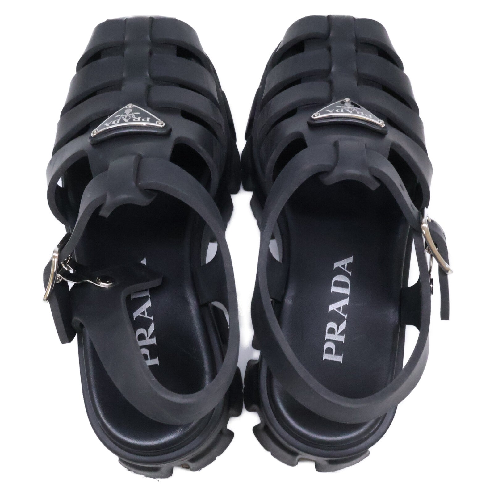 PRADA プラダ 1X853M モノリス ラバー トライアングルプレート サンダル シューズ