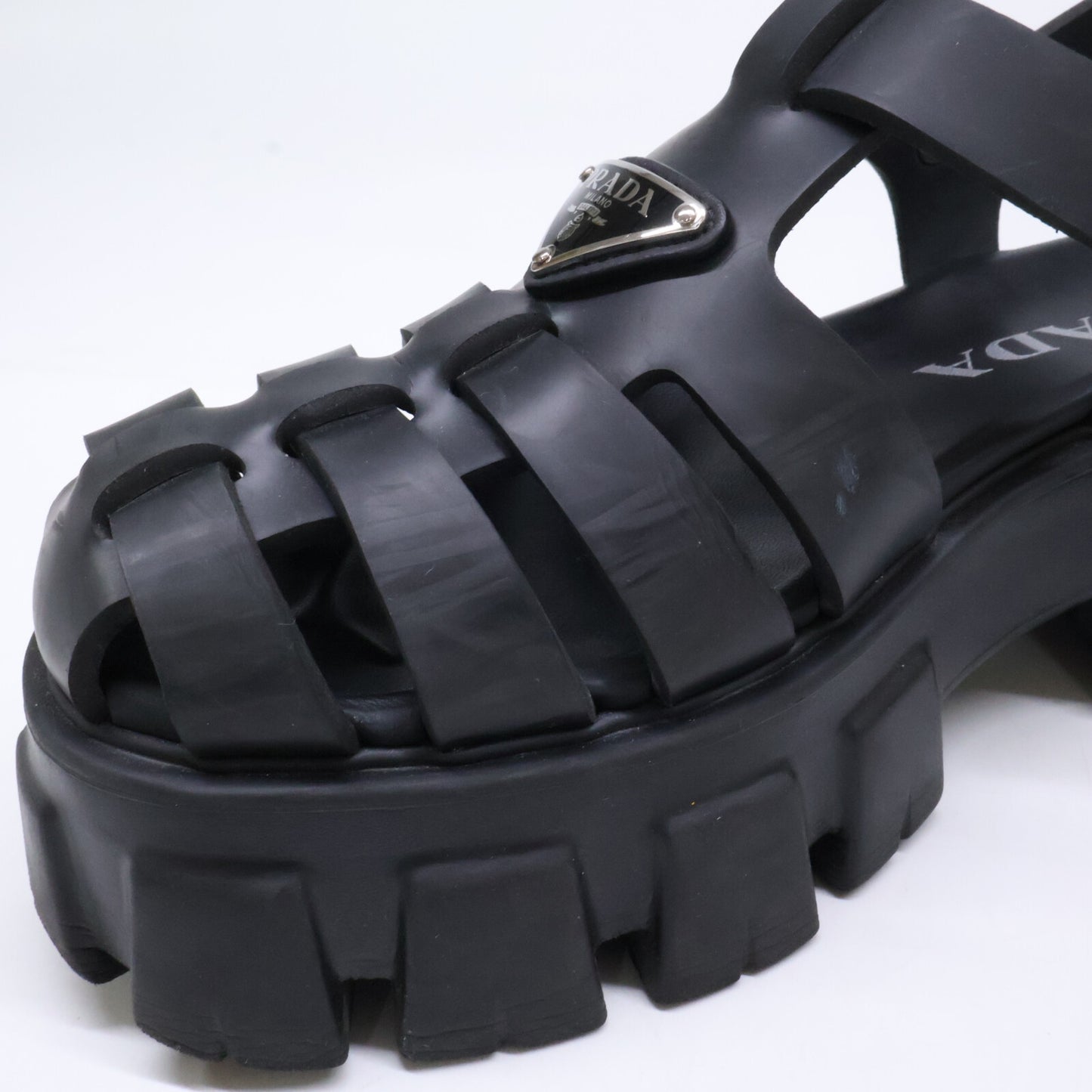 PRADA プラダ 1X853M モノリス ラバー トライアングルプレート サンダル シューズ