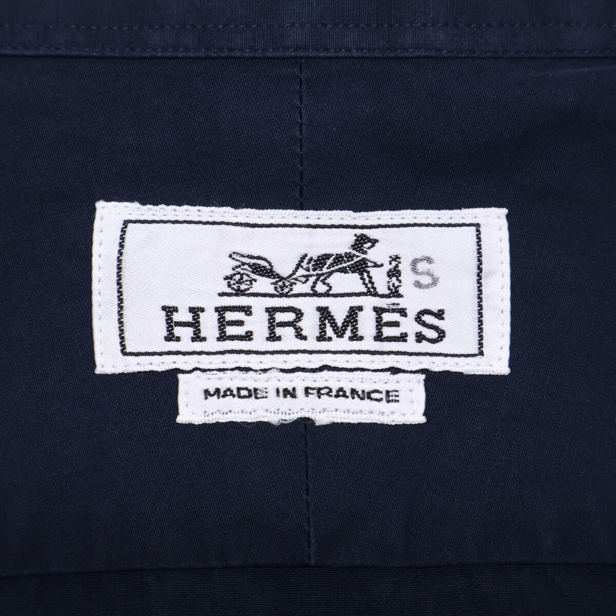 HERMES エルメス ネイビー セリエボタン 比翼シャツ トップス