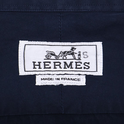 HERMES エルメス ネイビー セリエボタン 比翼シャツ トップス