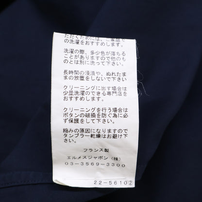 HERMES エルメス ネイビー セリエボタン 比翼シャツ トップス