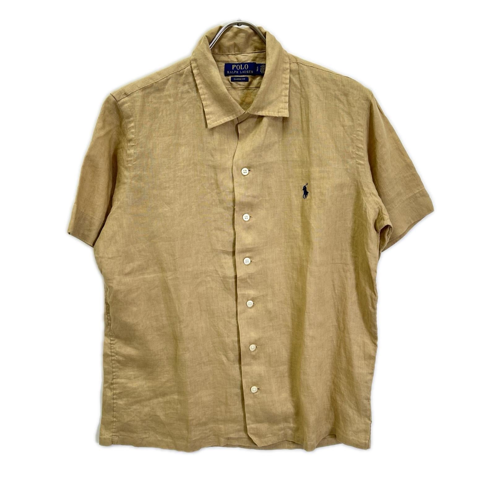 POLObyRalphLauren ポロラルフローレン ブラウン リネン 開襟シャツ 半袖 トップス