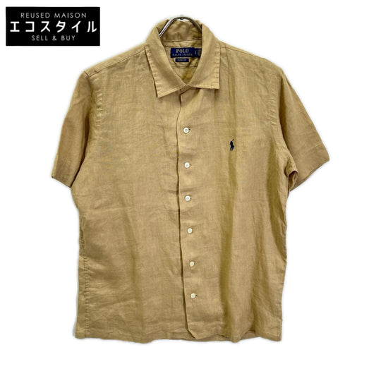 POLObyRalphLauren ポロラルフローレン ブラウン リネン 開襟シャツ 半袖 トップス