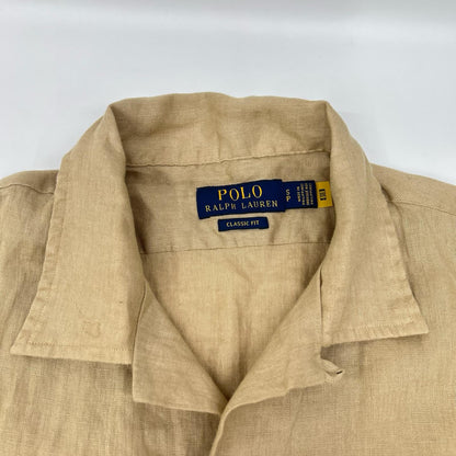 POLObyRalphLauren ポロラルフローレン ブラウン リネン 開襟シャツ 半袖 トップス