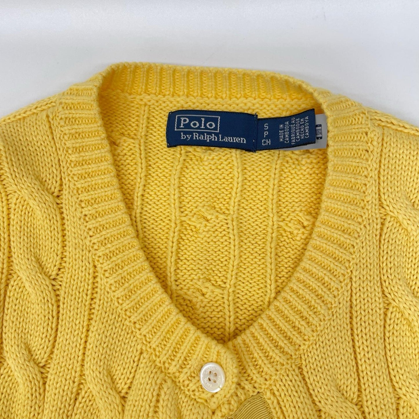 POLObyRalphLauren ポロラルフローレン イエロー コットン ケーブル カーディガン トップス