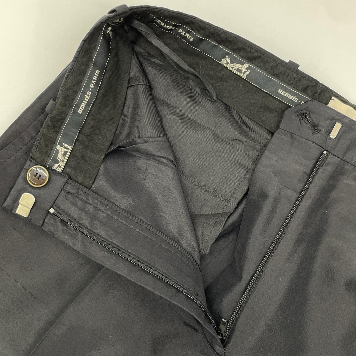 HERMES エルメス ゴルチエ期 ブラック シルク100% パンツ ボトムス