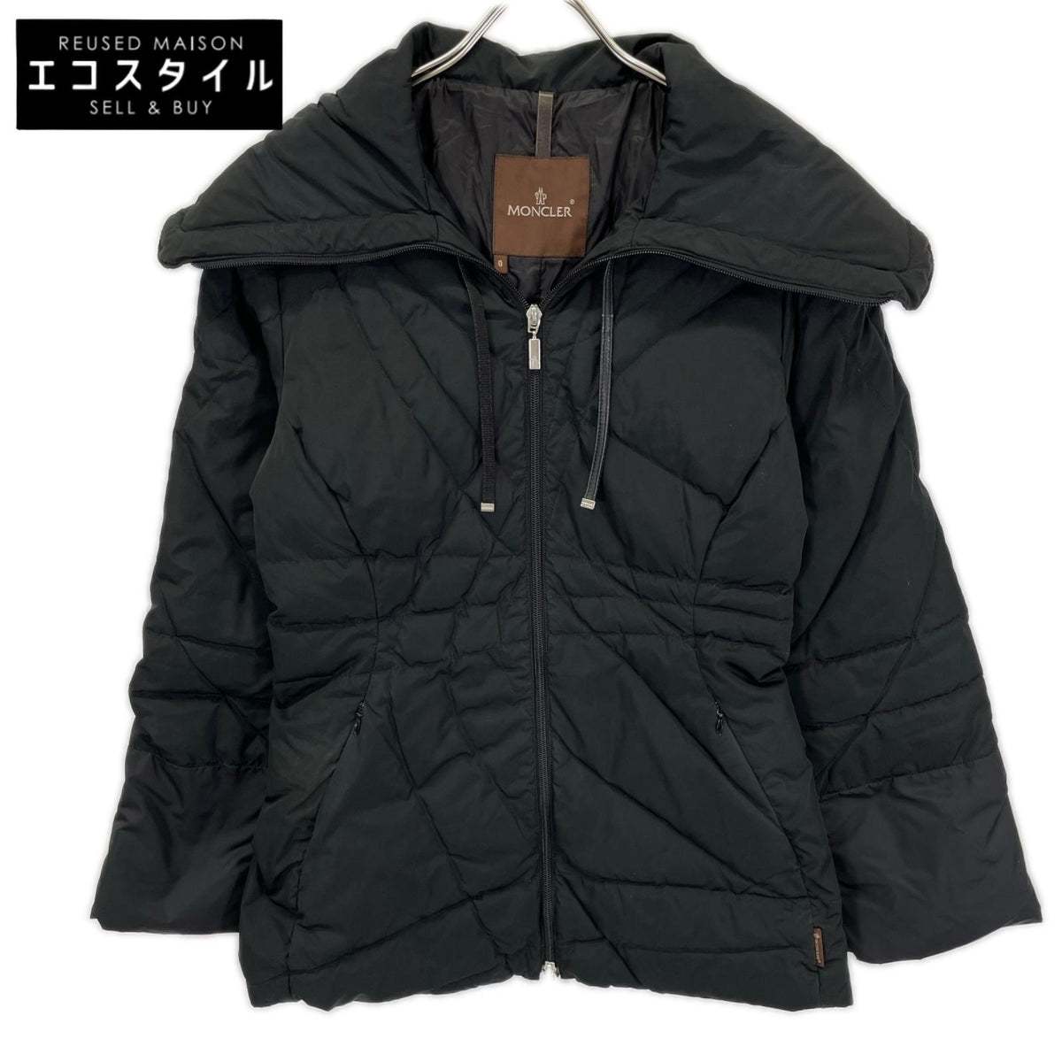 MONCLER モンクレール 茶タグ ブラック レザーコード ダウン ロングコート コート