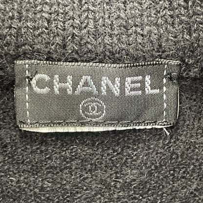 CHANEL シャネル ブラック カシミア65% 裾プレート タートルネックにっと トップス