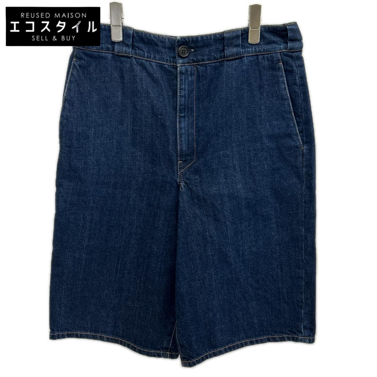 PRADA プラダ 20SS GFP427 S202 三角プレート インディゴデニムショーツ ボトムス