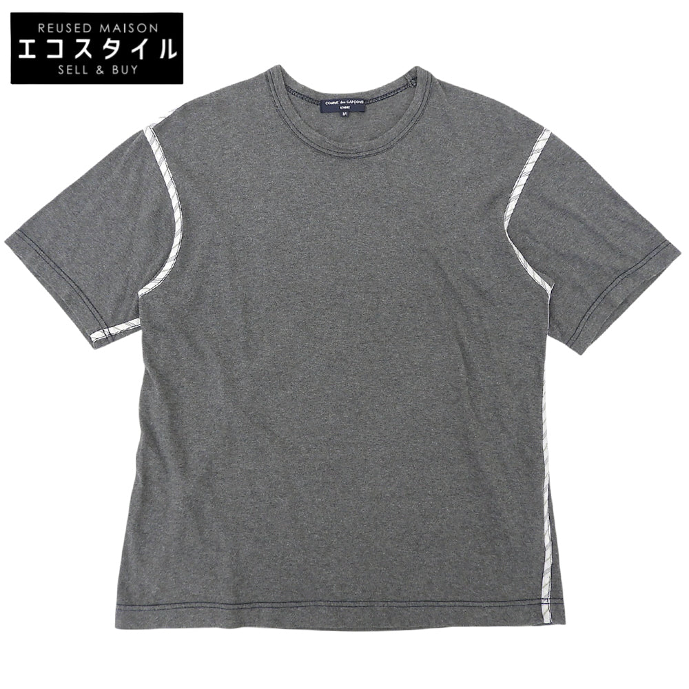 COMMEdesGARCONS HOMME コムデギャルソンオム キュプラパイピング 半袖Tシャツ コットン トップス メンズ グレー M HQ-T025 トップス