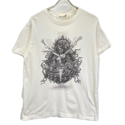 Ground Y グラウンドワイ ホワイト GZ-T21-070 笹田靖人 グラフィックTシャツ トップス