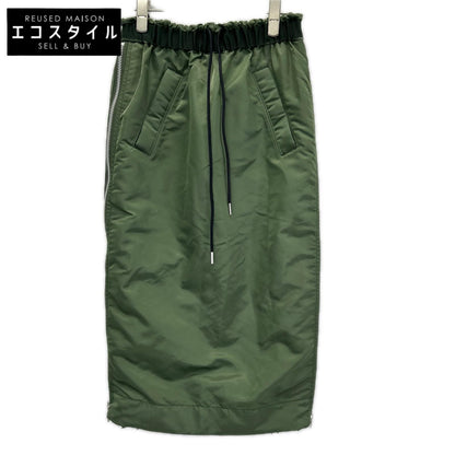 sacai サカイ SCW-073 23AW ナイロン ツイル スカート プリーツ サイドジップ カーキ スカート