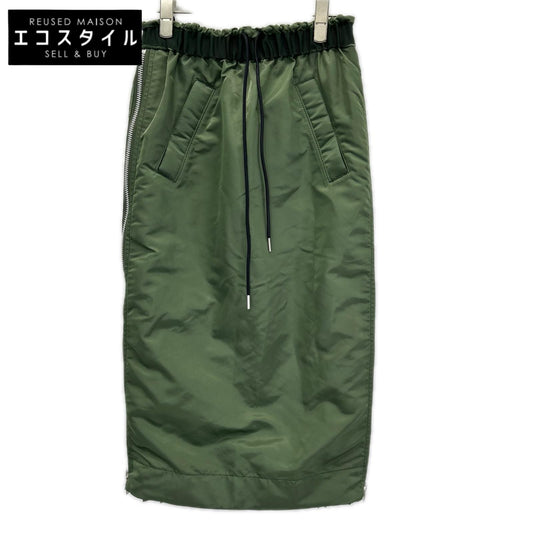 sacai サカイ SCW-073 23AW ナイロン ツイル スカート プリーツ サイドジップ カーキ スカート