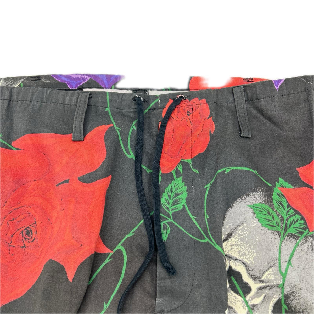 BLACK Scandal Yohji Yamamoto ブラックスキャンダルヨウジヤマモト HW-P99-033 スカルローズ コットン 紐 パンツ ボトムス