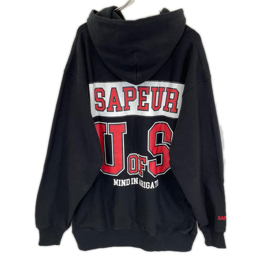 SAPEur サプール ブラック MIA プリント フーディ― トップス