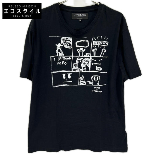HYDROGEN ハイドロゲン ブラック グラフィック 半袖Tシャツ トップス