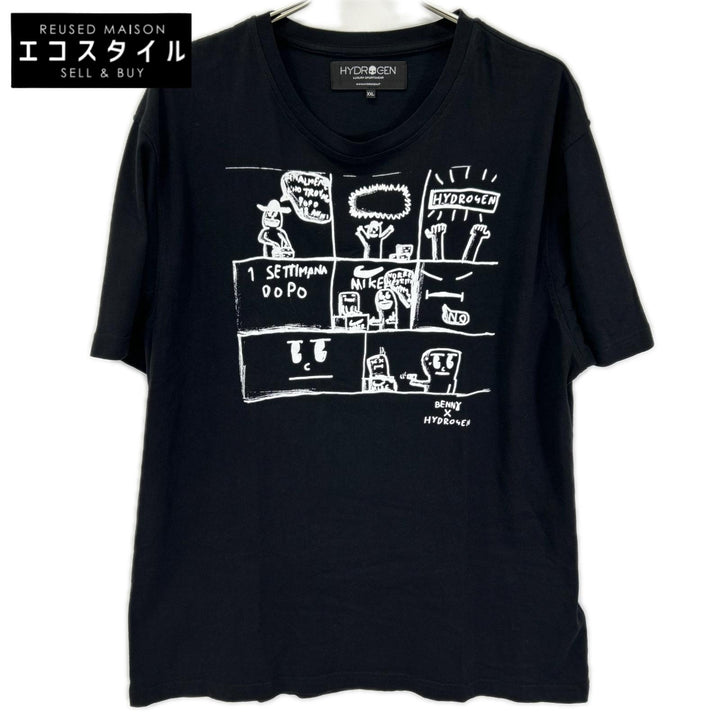HYDROGEN ハイドロゲン ブラック グラフィック 半袖Tシャツ トップス