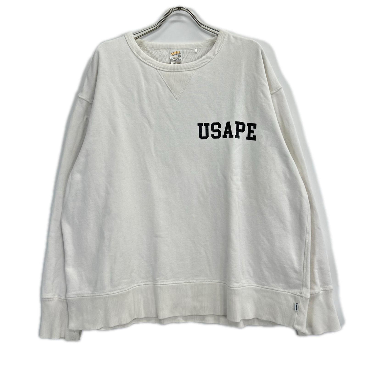 SAPEur サプール ホワイト USAPE 長袖スウェットシャツ トップス