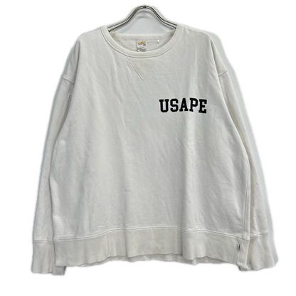 SAPEur サプール ホワイト USAPE 長袖スウェットシャツ トップス
